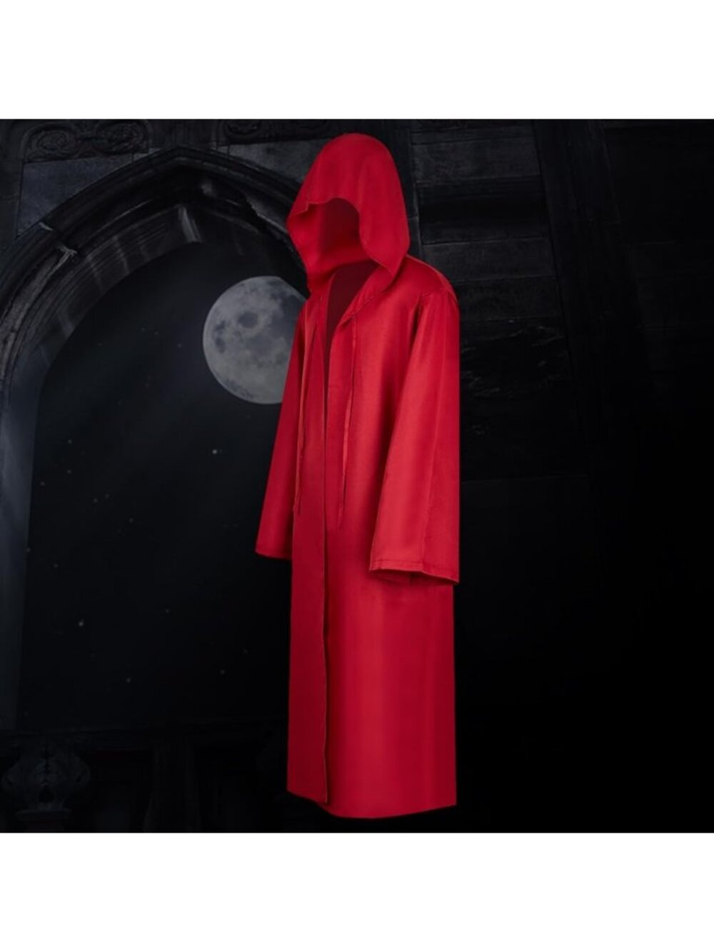 Women's Burgundy Hood Cosplay Wizard Robes Monk Priest Cloak Halloween Costume
